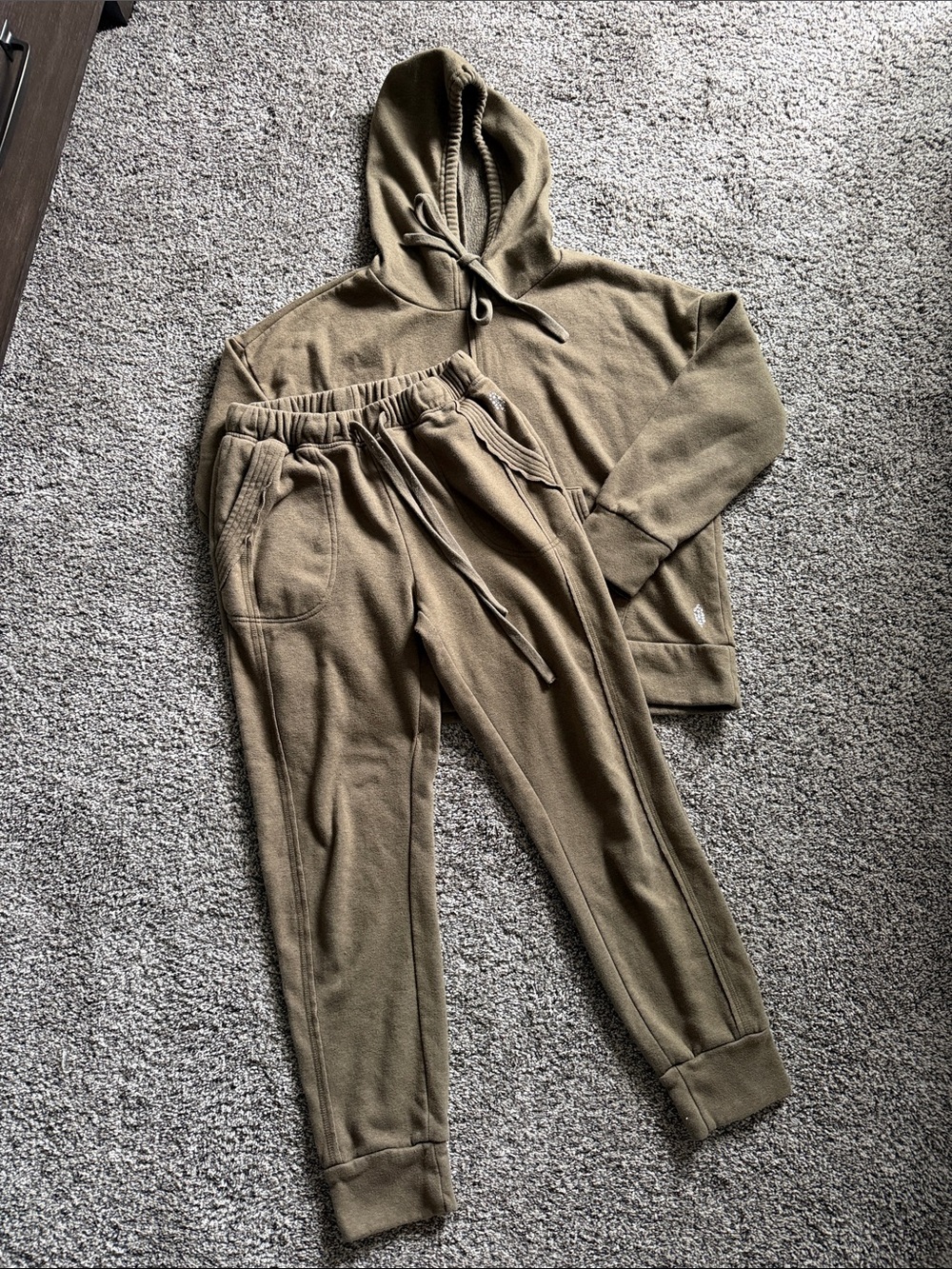 FP Movement by Free People Olive/Tan Hooded Knit Jogger Set